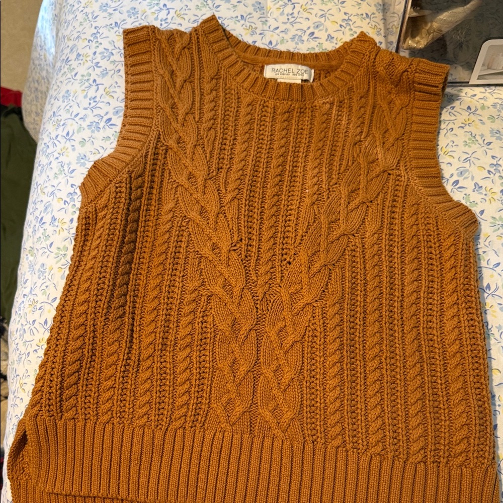 Rachel Zoe Tan Cable Knit Vest